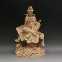Free sitting lotus Guanyin statue Guanyin Bodhisattva ornaments boxwood carving mahogany crafts Buddha statue Buddha