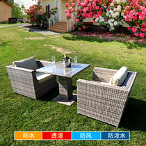 Outdoor furniture balcony table and chair rattan three-piece design room soft decoration art furniture fashion courtyard creative table and chair