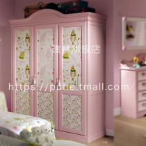 Kids wardrobe pink wardrobe children Princess girl bedroom childrens wardrobe solid wood girl princess powder European style