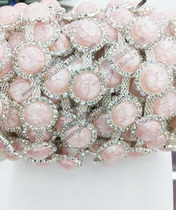White pink imitation stone rhinestone chain hand-stitched hair hoop round flower plate drill strip childrens clothing childrens shoes decoration drill