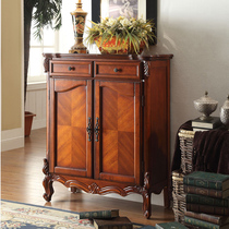 American solid wood two-door shoe cabinet imitation ancient multilayer shoe cabinet living room door hall furniture solid wood classical double door shoe cabinet 901
