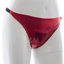 Red queen dress sexy patent leather fun bikini one piece of ice silk seamless open crotch Ladys T-shaped panties