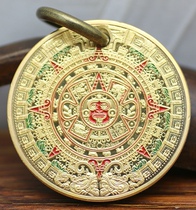 Painted pyramid Mayan calendar Aztec medallion real coin pendant pendant 40mm financial cloth buckle