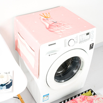 Pink small freshens roller washing machine dust-proof cotton linen multipurpose sunscreen cover cloth fridge bed head cabinet dust cover