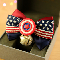  Chenpi Family Captain America PET handmade bow Dog bow tie Cat bell jewelry Teddy Golden Retriever collar
