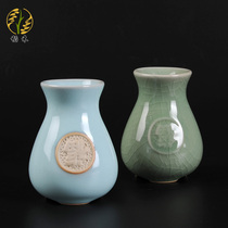 Ru kiln vase small ceramic flower arrangement porcelain bottle Chinese style simple home dining table living room coffee table tea ceremony decoration ornaments
