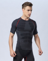 Summer sports tight-fitting quick-drying clothes Compression elastic short-sleeved mens basketball base shirt set breathable perspiration T