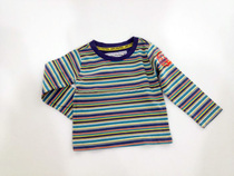 British high quality children's clothing fabric good stripes soft cotton round neck baby long sleeve T-shirt boy jacket 12-3Y