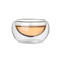 Glass tea cup Small cup Hand-made heat-resistant Kung Fu tea Glass tea cup Double-layer cup Tea cup smell fragrant