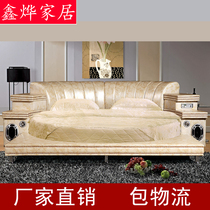  Audio round bed Soft bed Leather bed Double bed Leather art bed 2 2 2 meters big bed Wedding bed Leather bed
