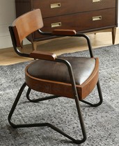 Nordic solid wood desk chair iron backrest armrest computer chair American dining chair industrial office chair boss chair