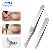 Plucking clip Tweezers Eyebrow artifact oblique mouth stainless steel eyebrow pliers Eyebrow clip set tool plucking beard portable
