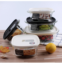 Lock lock lock glass lunch box Modern steam hole heat-resistant microwave oven glass bowl fresh box