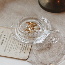 Transparent crystal glass cute fresh laceshabby imported collection storage storage organizer jewelry box