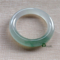 Myanmar natural old pit A cargo Jade jade bracelet ice light green round strip jade bracelet with certificate KC406