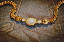 German vintageDIOR Dio CD antique vintage gold plated pearl Rhinestone European necklace chain
