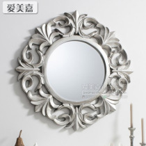European-style retro mirror Oval toilet mirror bathroom mirror bathroom mirror decorative mirror wall-mounted bathroom mirror carved mirror