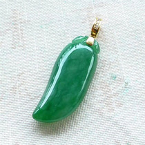 Minke emerald jade jade 18K gold buckle head inlaid with green fogmelon pendant Myanmar natural A goods emerald belt certificate