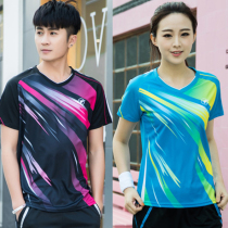 New badminton top mens and womens sports short quick-drying T-shirt half sleeve tennis table tennis training clothes customization