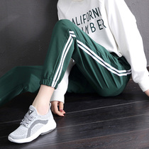 ins tide bunched feet sports pants women spring and autumn cotton ankle-length pants students loose Korean slim small feet Haren pants