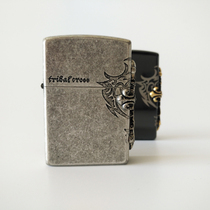 ZORRO lighter ZORRO ancient silver black ice side cross sticker cotton machine pure copper windproof cross 2