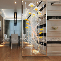 European art glass restaurant partition entry porch simple transparent mirror ceiling background wall sliding door frosted