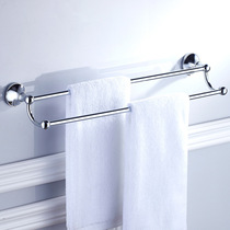 Eurostyle Full Copper Towel Rack Double Pole Bathroom Toilet Bath Towel Rack Plated Chrome Hardware Pendant Towel Rod Special Price