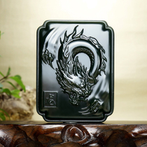 Because of jade Hetian Jade Jade Dragon Xingtian Hetian Jade Tower Qinglong brand pendant Tower Green one fine dragon pendant