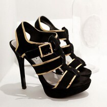 Korea Handmade Custom Light Extravagant Parquet Gold Waterproof Bench Sexy Ultra High Heel Hollowed-out Frosted Sandals
