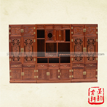 Mahogany furniture Burmese rosewood bookcase plain surface large fruit red sandalwood bookshelf combination Chinese style antique Ming and Qing classics