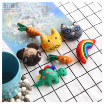  Nepal handmade kittens puppies dinosaurs rainbow wool felt childlike and cute brooches pins scarves bags accessories