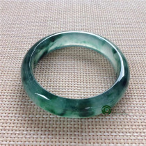 Myanmar natural old pit A goods jade jade bracelet Ice species floating dark green flower jade bracelet with certificate KC296
