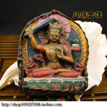 Nepal handicraft cowhide wrapped Manjushri Bodhisattva statue listed amulet