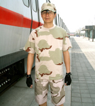  Outdoor military fans casual sand camouflage T-shirt vest waistcoat mens short-sleeved summer round neck cultural shirt Youth