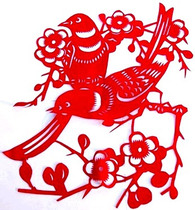 The new red magpie plum blossom paper-cut window flower pure hand-cut painting wedding Spring Festival double-sided red rice paper pattern 3