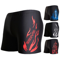 Swimming trunks mens five-point flat corner anti-embarrassing quick-drying professional mens swimming trunks swimming equipment hot spring mens loose fashion