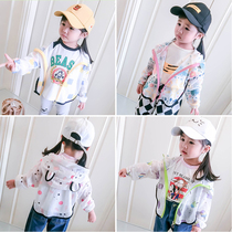 Korean version of childrens sunscreen clothing in the summer of 2019 new cartoon multi-color coat female baby cute thin air conditioning shirt
