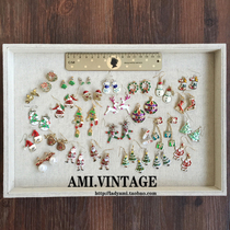 Christmas Special Vintage literary Enamel Christmas Earrings Glazed Garland Snowman Christmas Tree Reindeer Head Sleigh