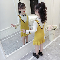 Girls Knitted Set Spring and Autumn Childrens sweater skirt two-piece girl childrens clothing womens spring 2022 New