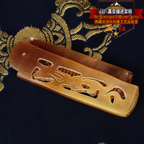 Tibetan red hand-carved Mandarin duck water figure natural horn comb Foldable portable comb Anti-static massage comb