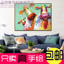 Manual Oil Painting Modern Minimalist Eu Style Living Room Sofa Background Wall Decoration Painting Animal Bull Bedroom Childrens Room Hanging Painting