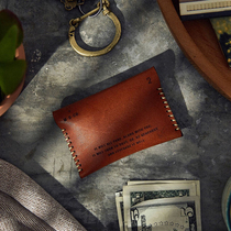 Scum wash USA KEEP IT genuine leather minimalist wallet retro name Sheet Clip Leather Wallet for men Short money clip card bag