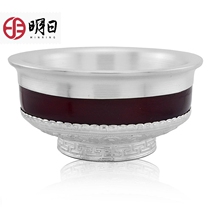  Tomorrow S990 foot silver silver tableware Foot silver bowl Gift silver bowl S990 Mongolian sterling silver bowl