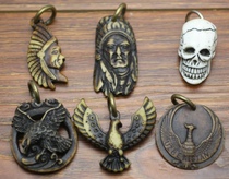 Antique retro bone pants chain pendant key decoration pendant Indian head skull Chief Eagle