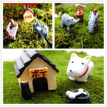 Succulent plant pot Moss micro landscape DIY decoration Three-piece set of puppies Little donkeys Figurine ornament dolls