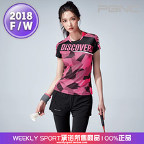 2018 autumn and winter new PGNC badminton suit PEGGY womens wear extremely cool quick-drying air-permeable short-sleeved suit