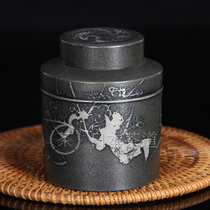 Japanese tin Shengyuan Hall made of pine Bamboo Plum three friends old tin tea pot year long package beautiful
