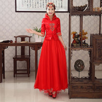 2021 spring and summer new bridal dress red toast dress wedding dress Chinese wedding dress long retro cheongsam female