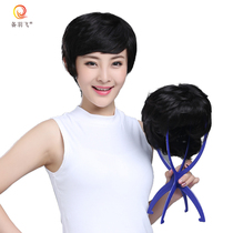 Pifu Fei real hair wig set womens whole top fashion short curly hair set realistic wig short hair head cover