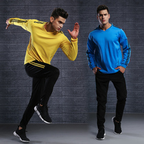 Sports suit Mens spring and autumn long-sleeved trousers running sportswear suit mens casual plus velvet two-piece suit